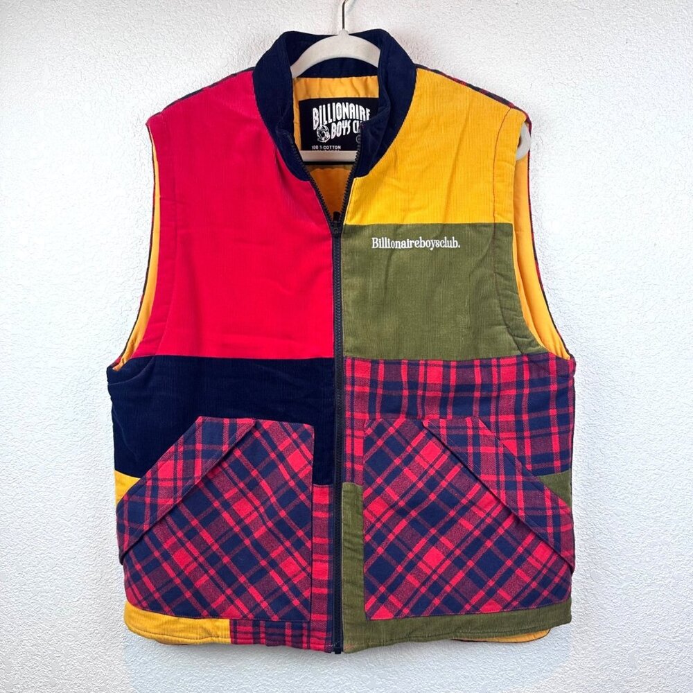 Billionaire Boys Club Moonlite Vest Mens Size Large Plaid Patchwork Streetwear